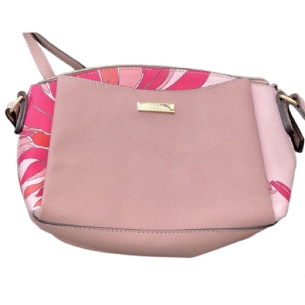 TRINA TURK pink floral purse handbag bag tote Hobo Tropical Designer